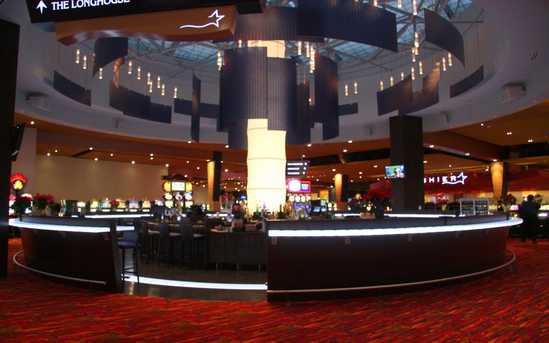 Casino interior with red floors